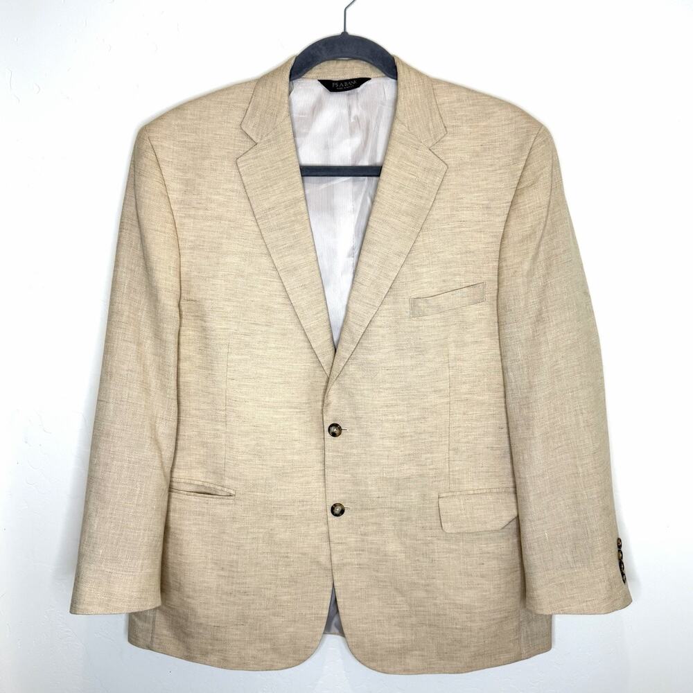 Jos. A. Bank Executive Linen Wool Blazer Mens 48R Beige Tan Sport Coat Blazer